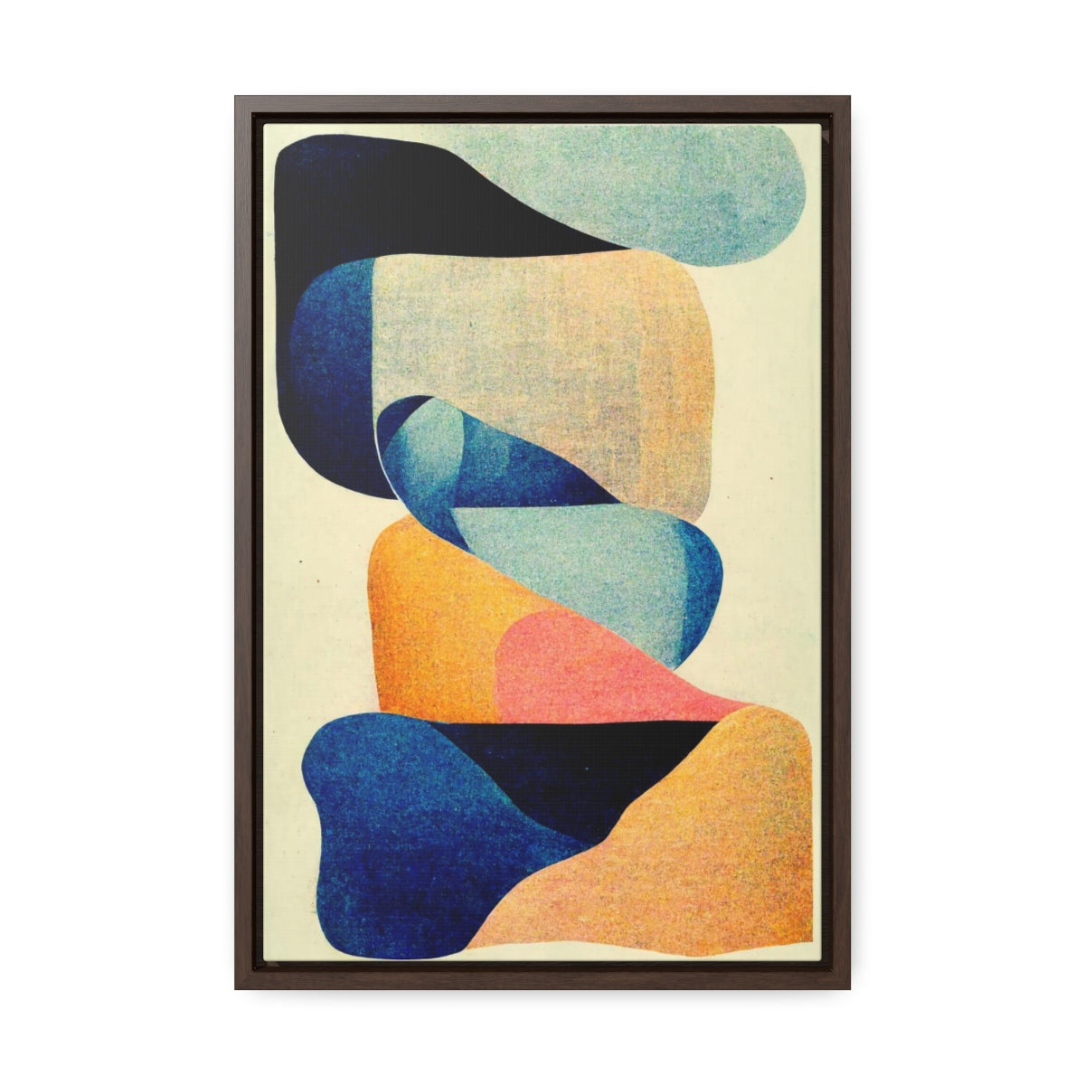 Orange and Blue Retro Abstract Framed Canvas