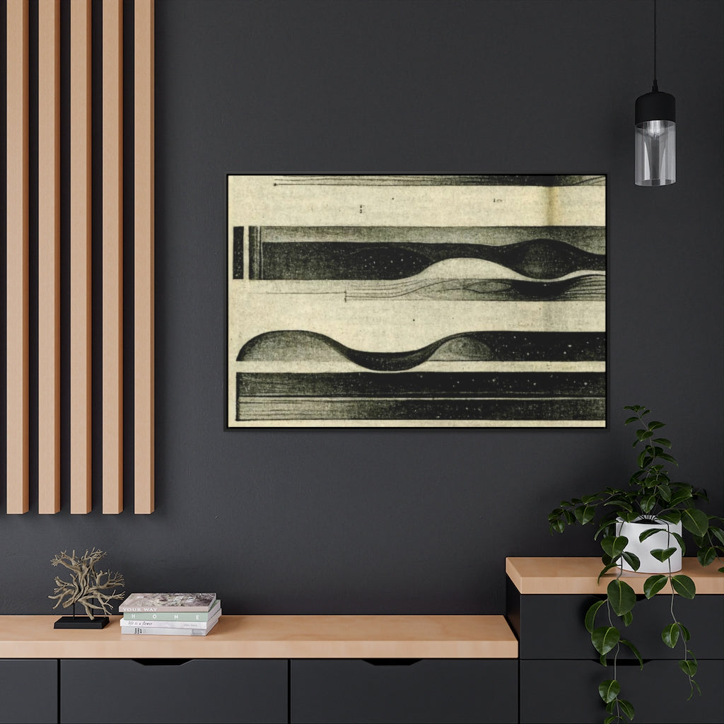 Tan and Black Stripes Abstract Framed Canvas