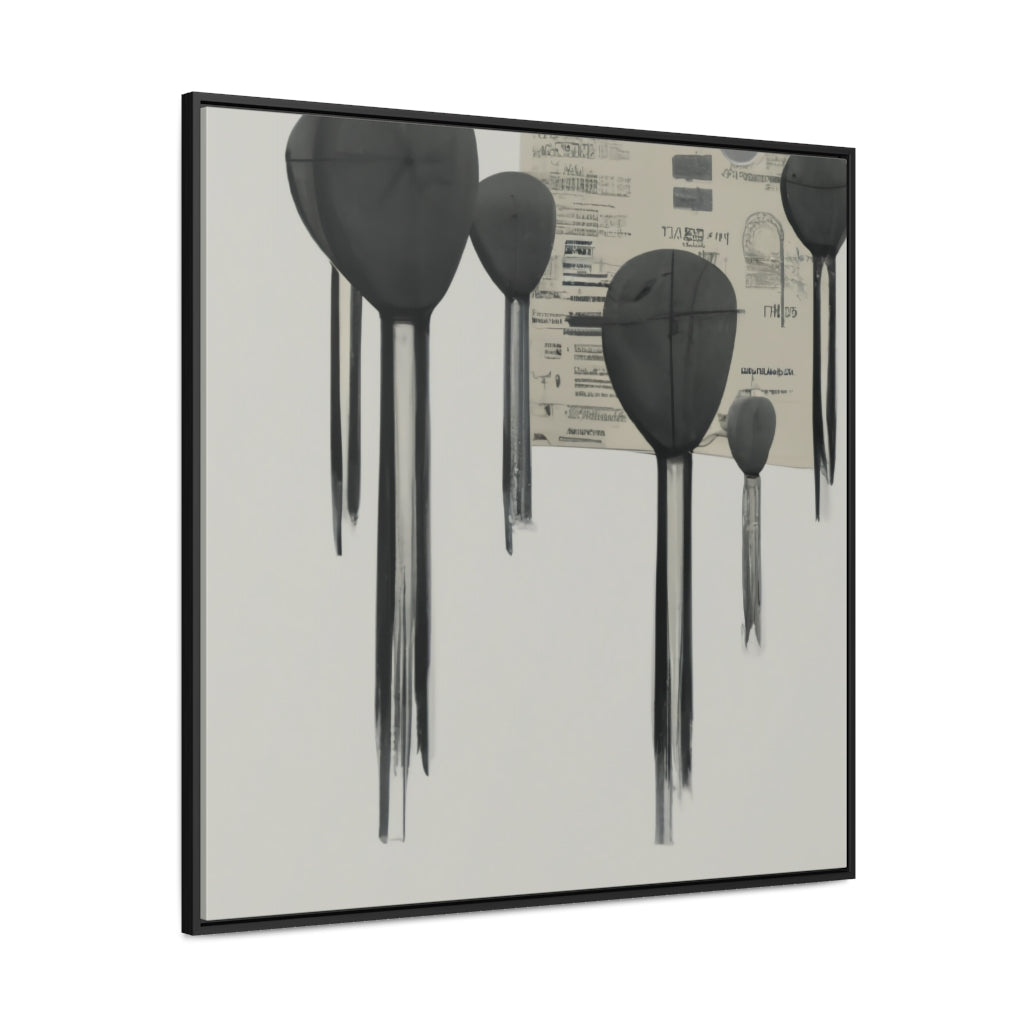 Grey Drips Abstract Framed Canvas