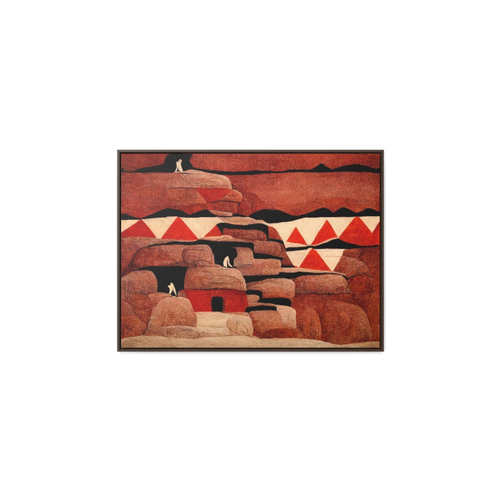 Red Cliff Dwellings and Triangles Framed Canvas