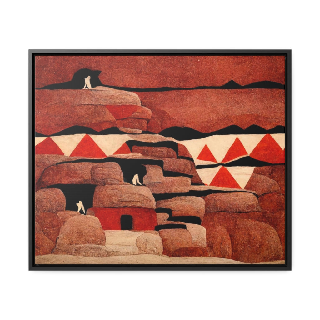 Red Cliff Dwellings and Triangles Framed Canvas