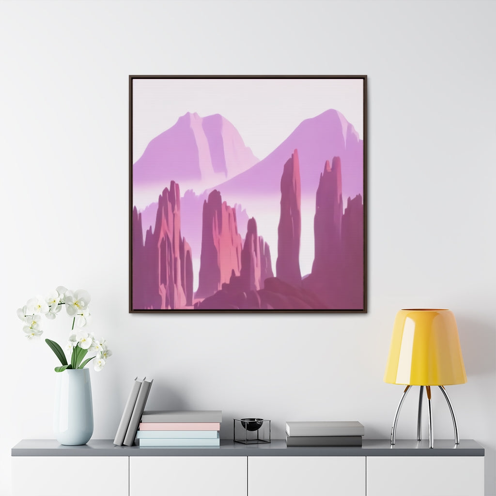 Dreamy Pink Retro Canyon Spires Framed Canvas