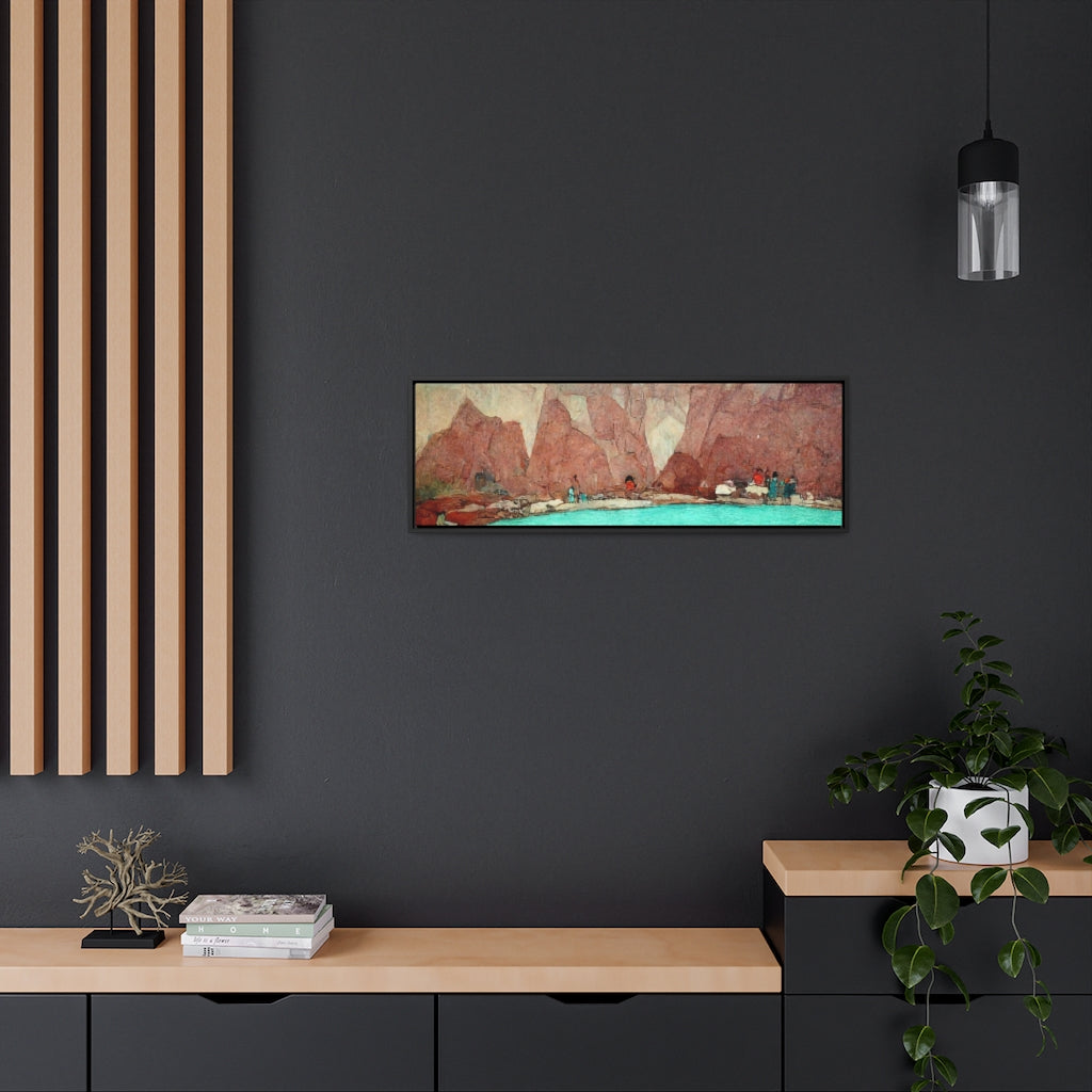 Red Cliffs and Swimming Hole - Panoramic Framed Canvas