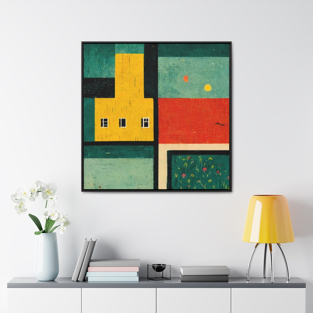 Building and Garden Abstract Framed Canvas