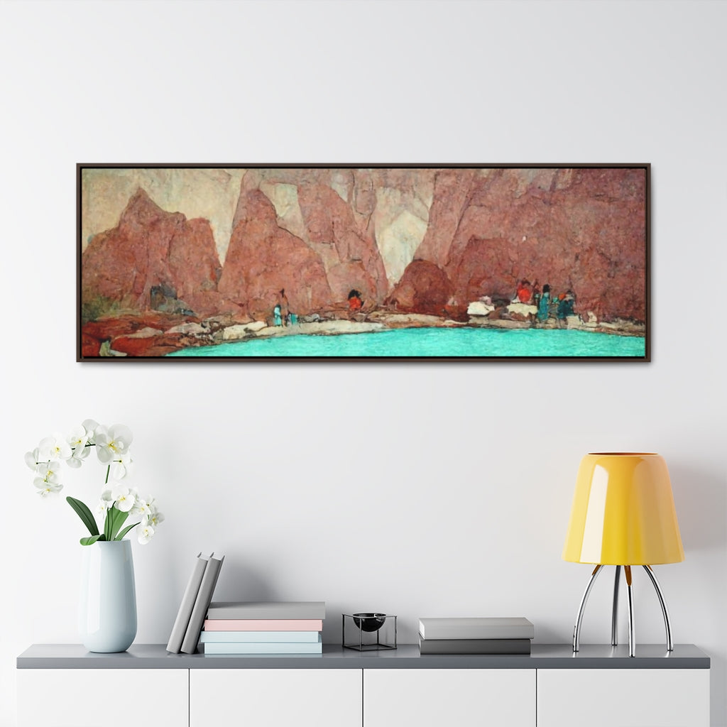 Red Cliffs and Swimming Hole - Panoramic Framed Canvas