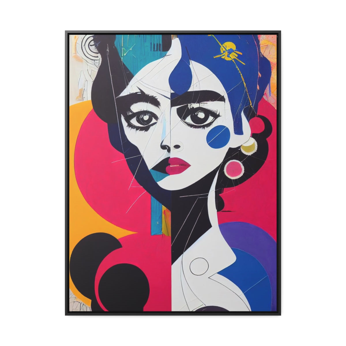 Big Eyes in Pink and Blue Framed Canvas