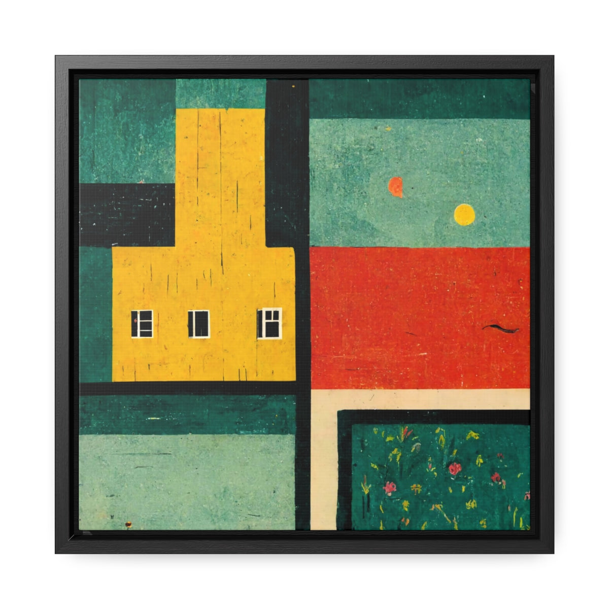 Building and Garden Abstract Framed Canvas