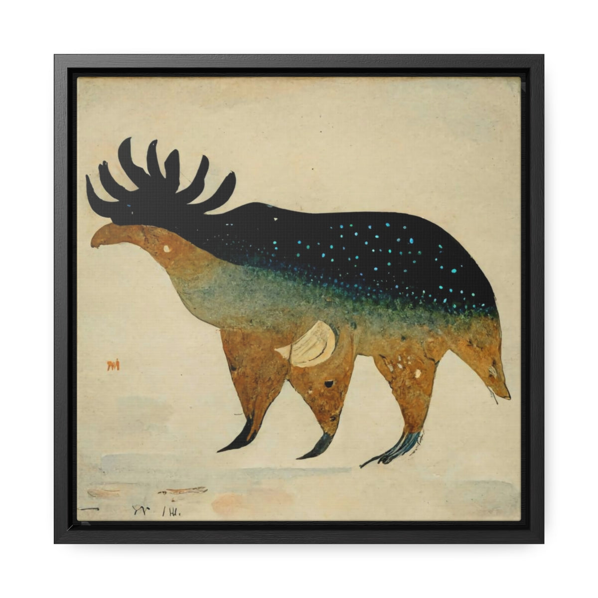 Elk Spirit Square Framed Canvas