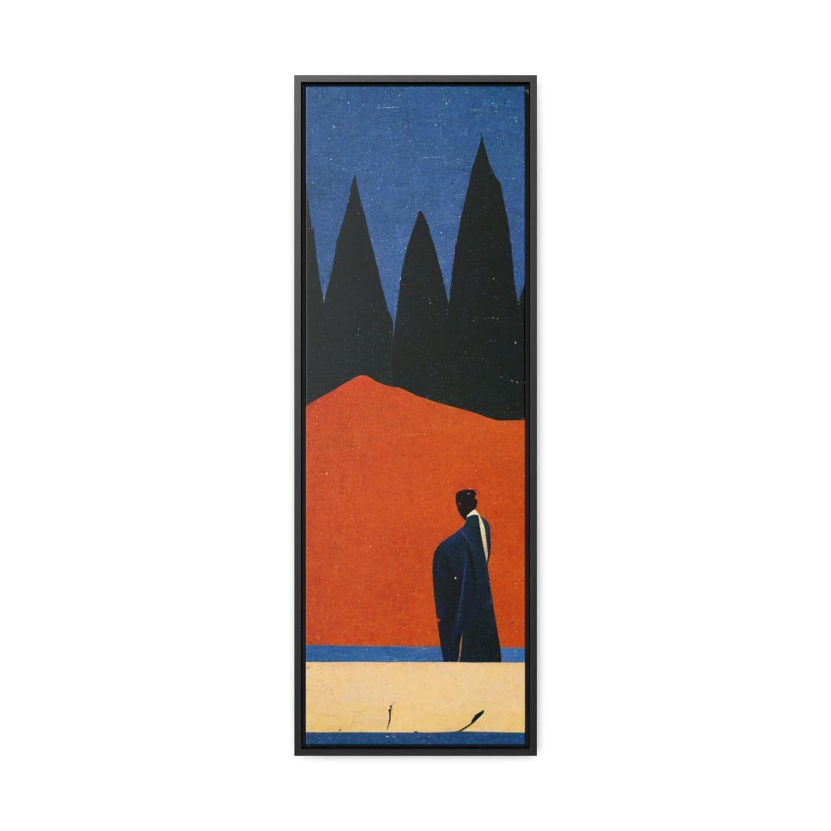 Walking Figure in the Woods Framed Canvas