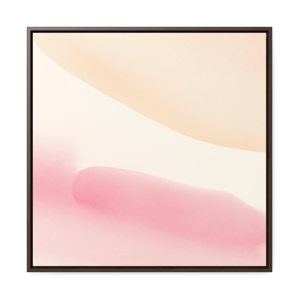 Pastel Peach Painted Watercolor Style Abstract Framed Canvas