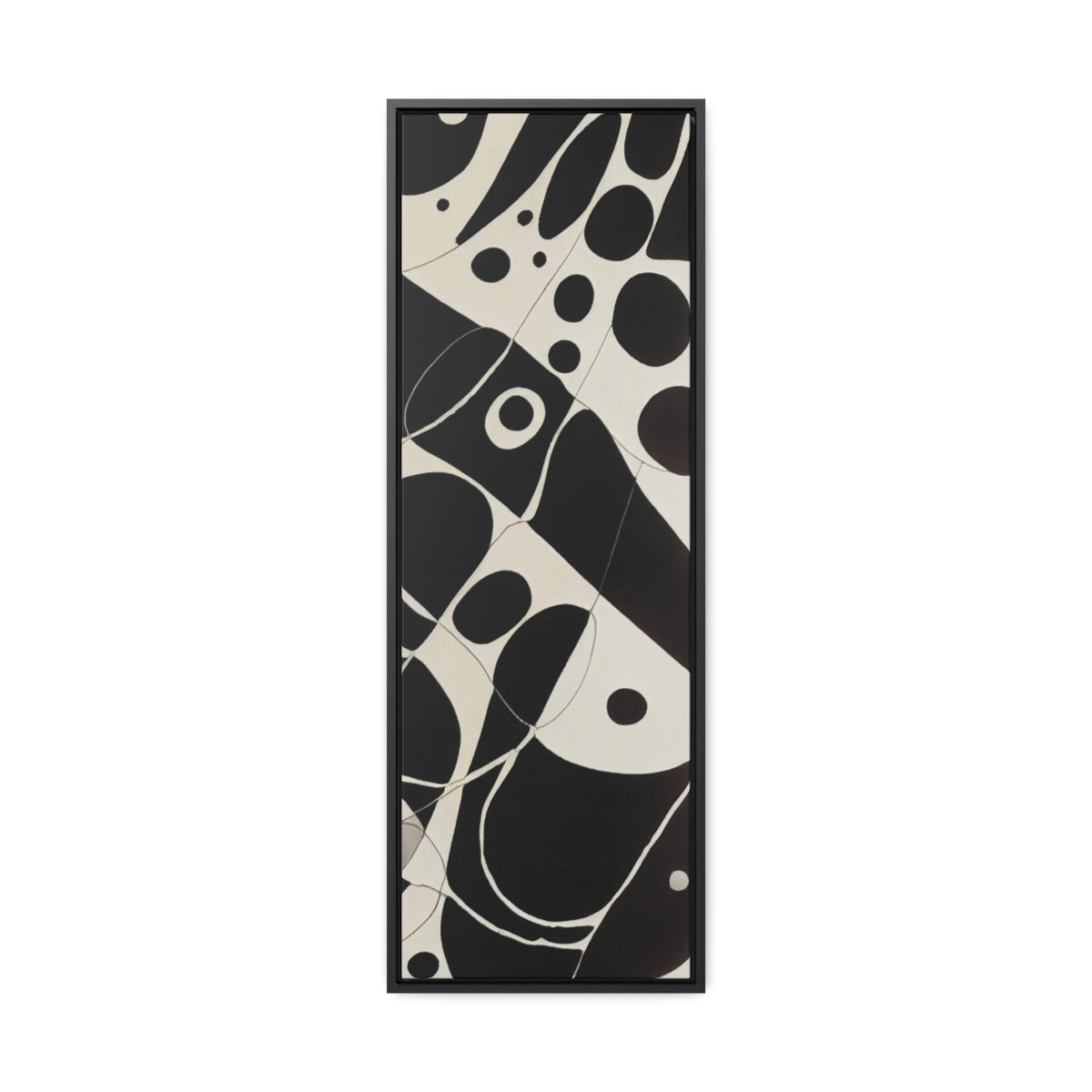 Black Splotches on White Abstract Retro Framed Canvas