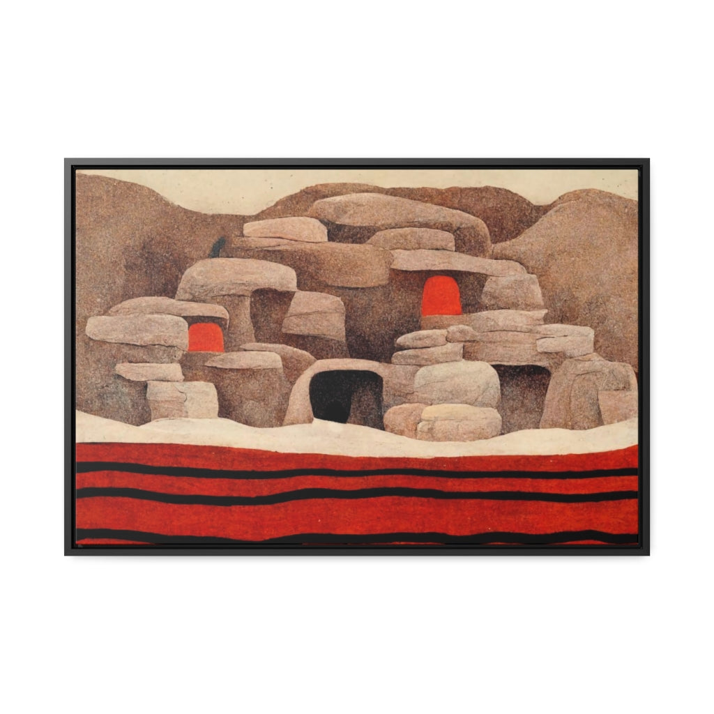 Cliff Dwelling in Red - Framed Canvas