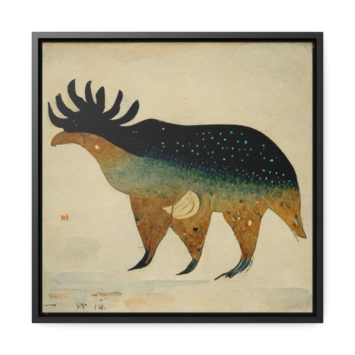 Elk Spirit Square Framed Canvas