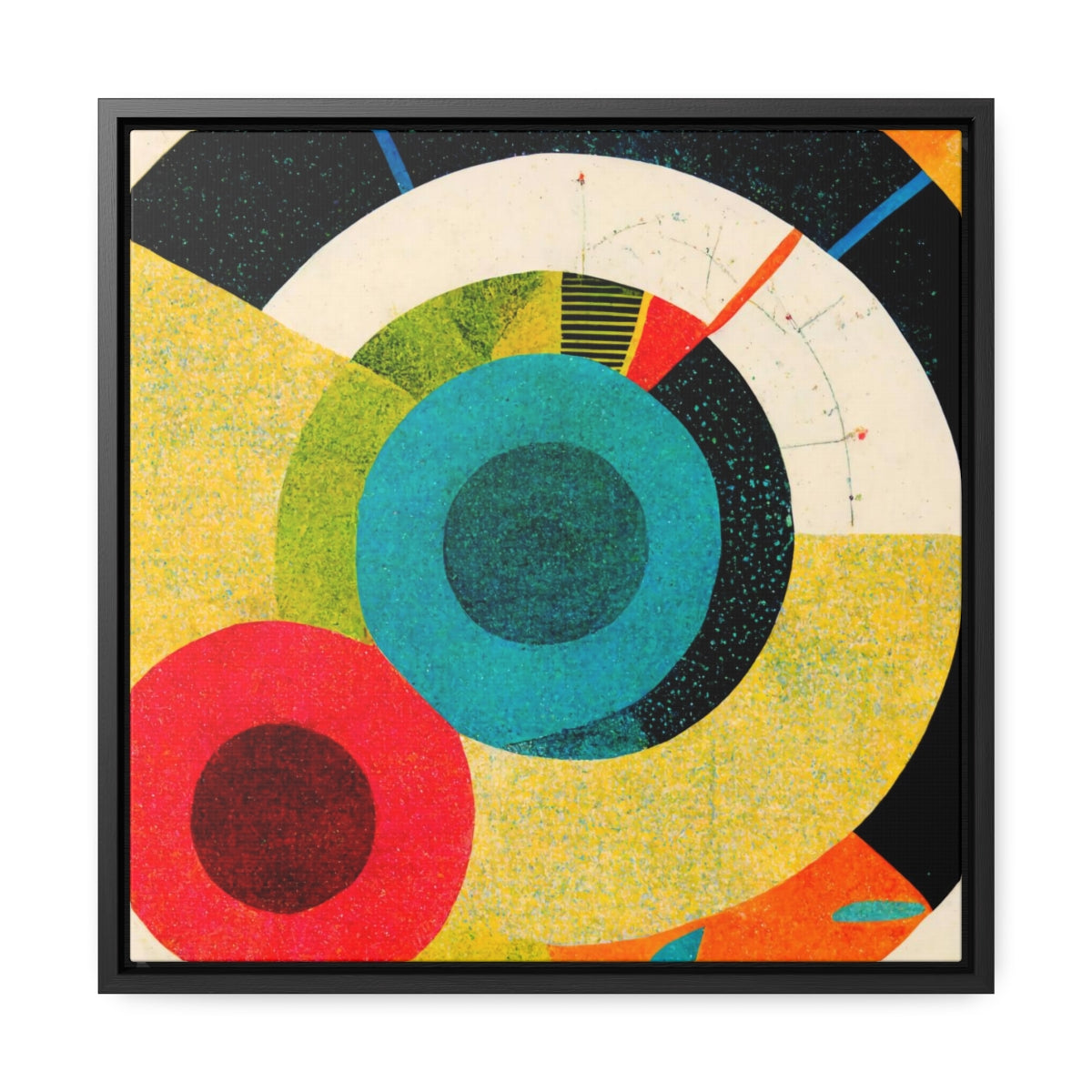 Colored Circles Abstract Framed Canvas