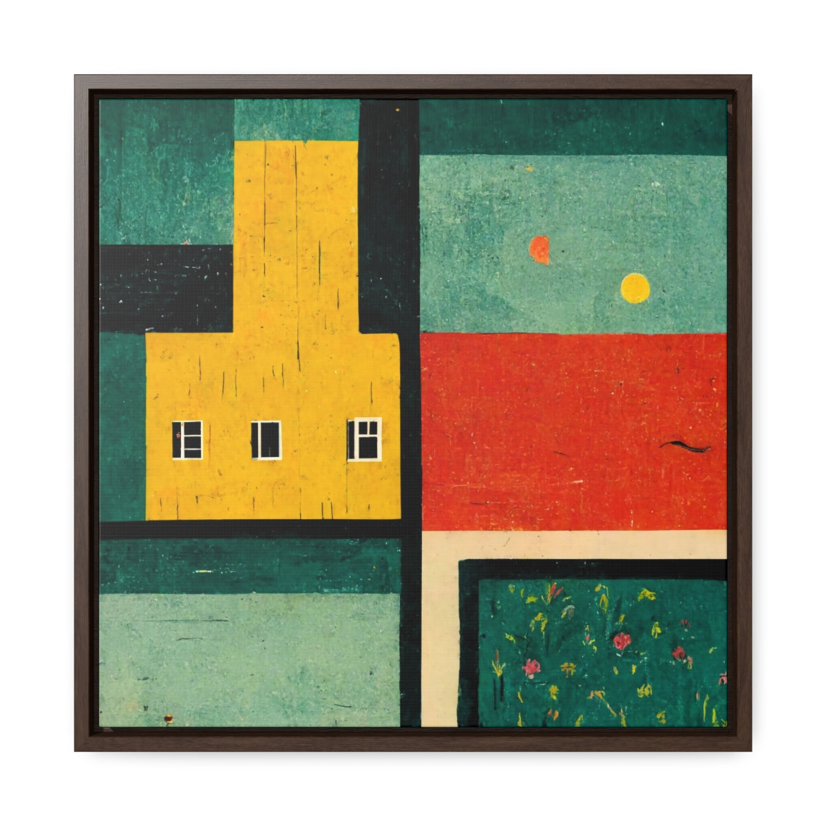 Building and Garden Abstract Framed Canvas