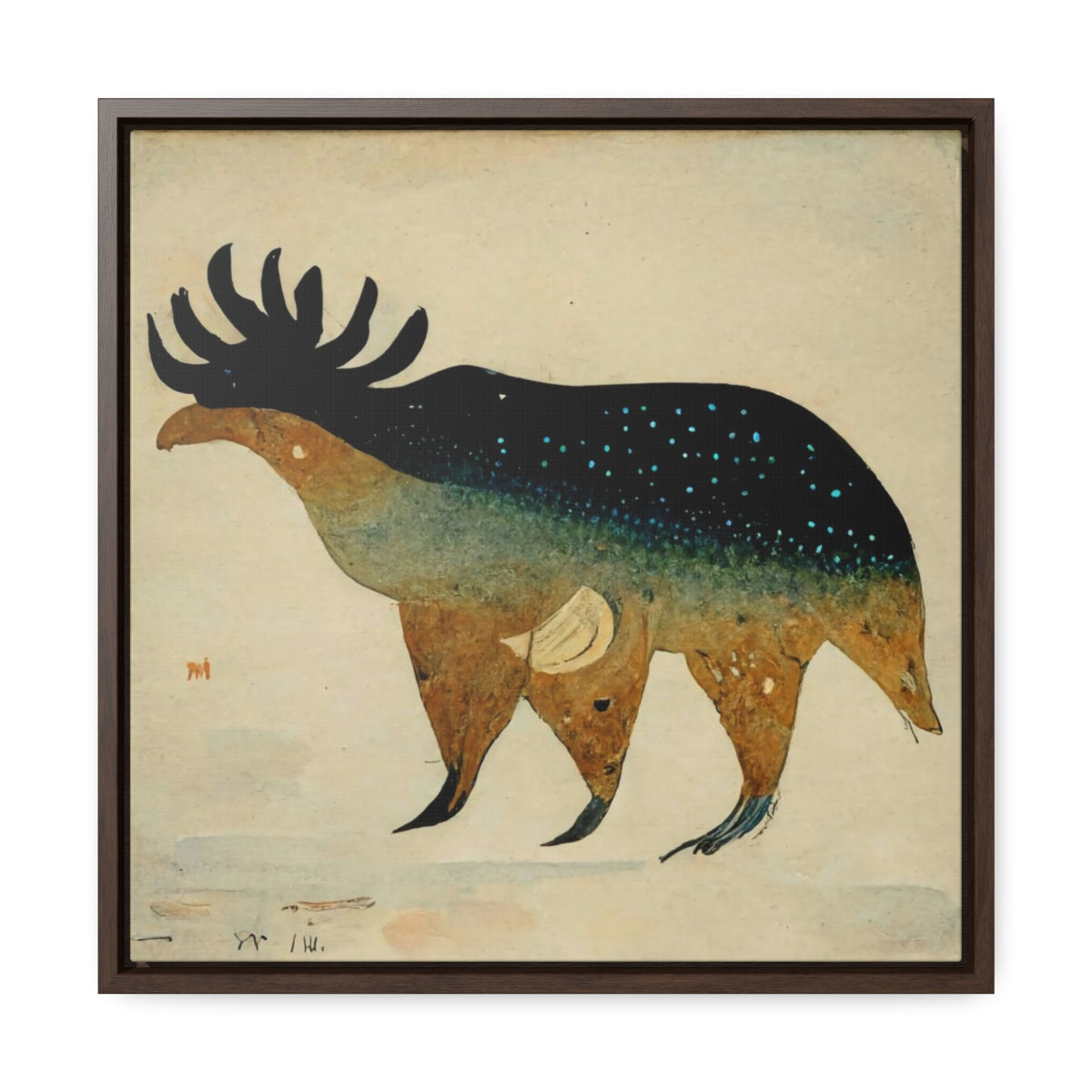 Elk Spirit Square Framed Canvas