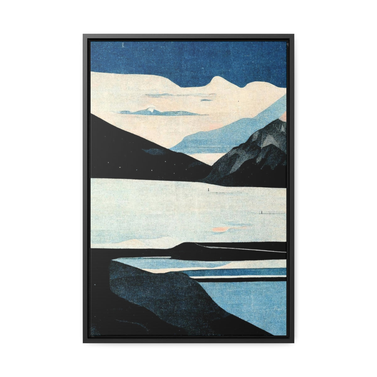 Mountains, Sky, and Sea Framed Canvas
