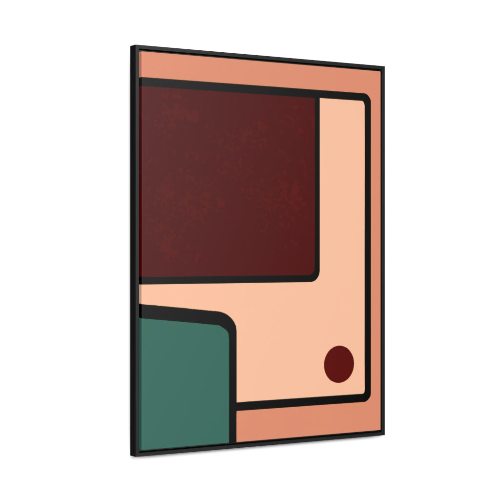 Midcentury Pink and Burgundy Abstract Framed Canvas