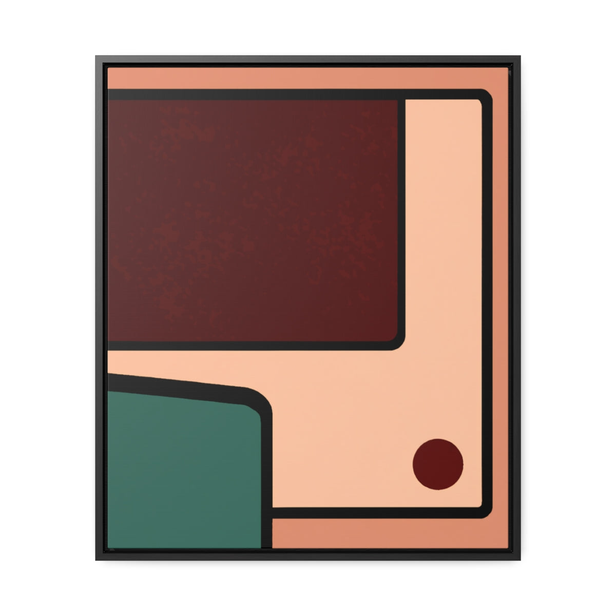 Midcentury Pink and Burgundy Abstract Framed Canvas