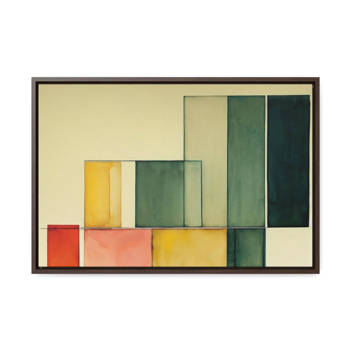 Basic Watercolors Retro Framed Canvas
