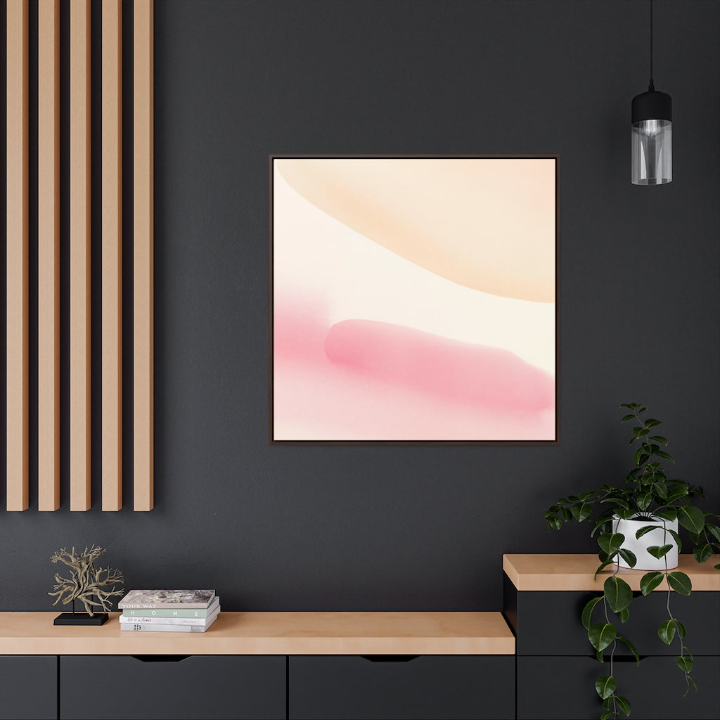 Pastel Peach Painted Watercolor Style Abstract Framed Canvas