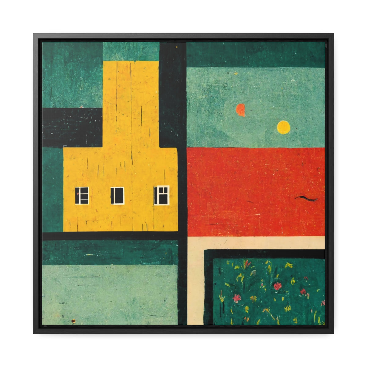 Building and Garden Abstract Framed Canvas
