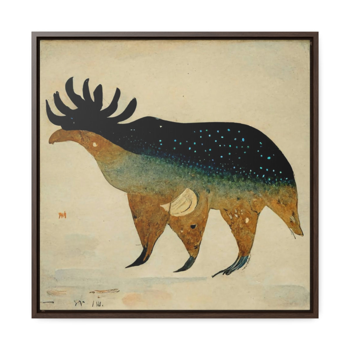 Elk Spirit Square Framed Canvas
