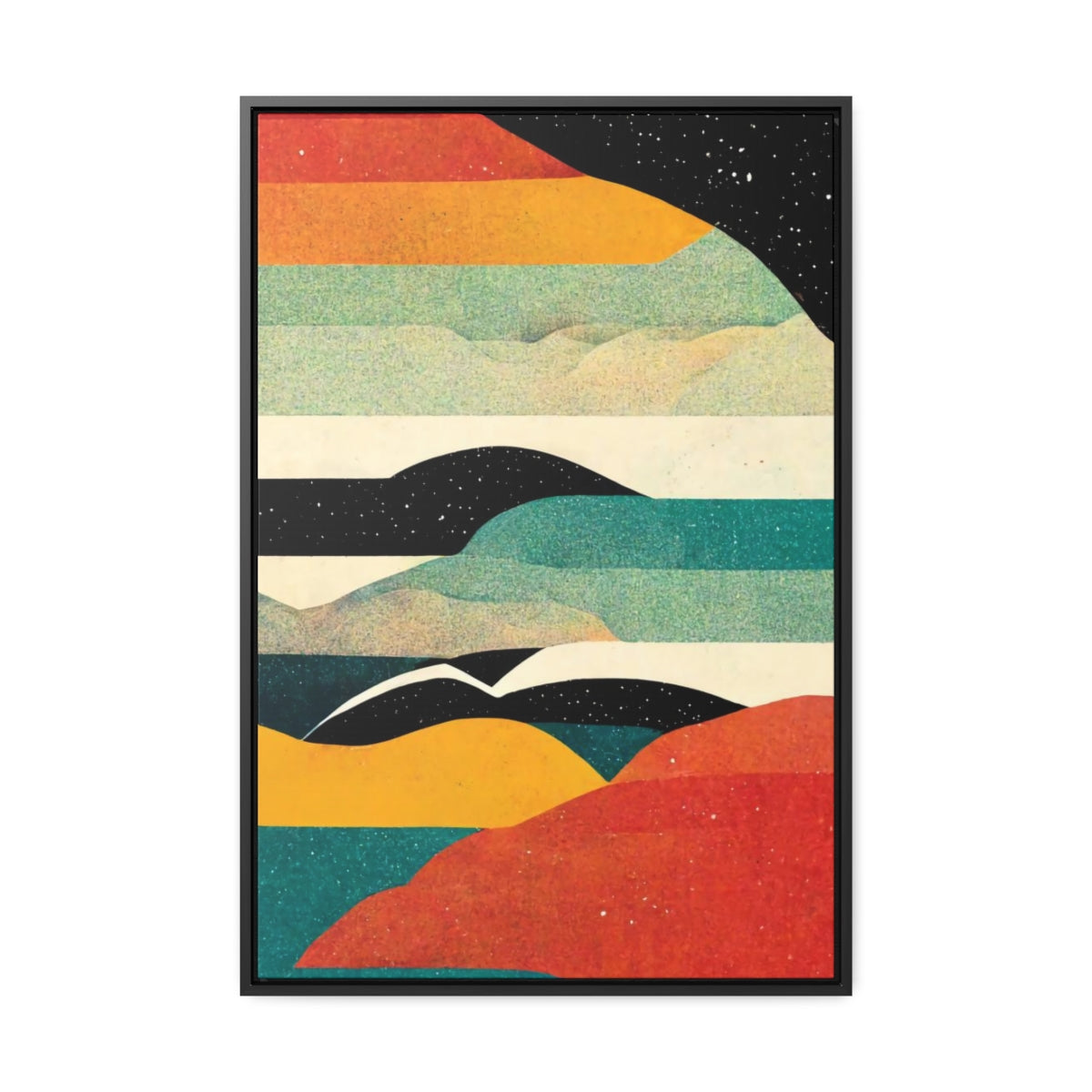 Day, Night, and Clouds from a Plane Abstract Framed Canvas