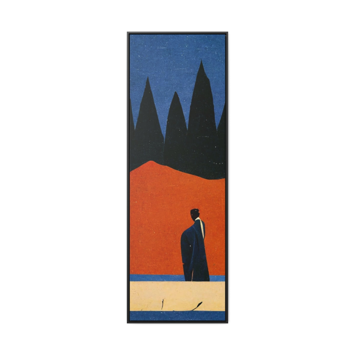 Walking Figure in the Woods Framed Canvas