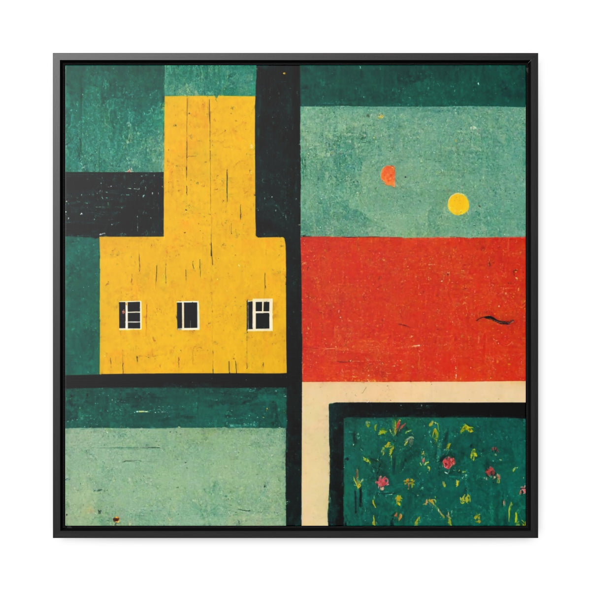 Building and Garden Abstract Framed Canvas