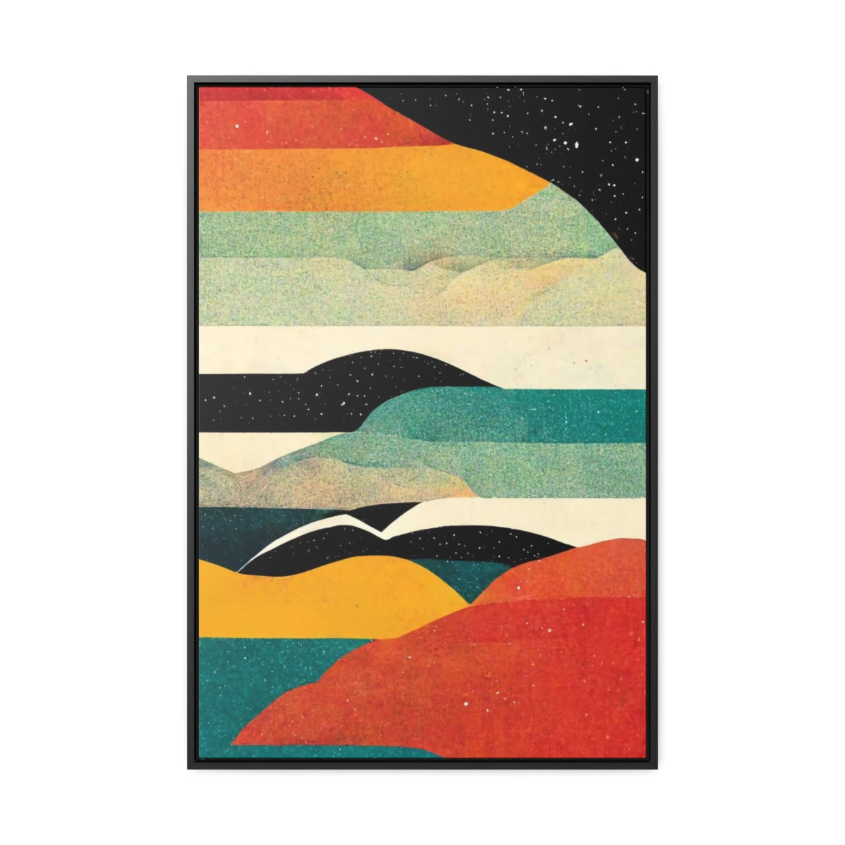 Day, Night, and Clouds from a Plane Abstract Framed Canvas