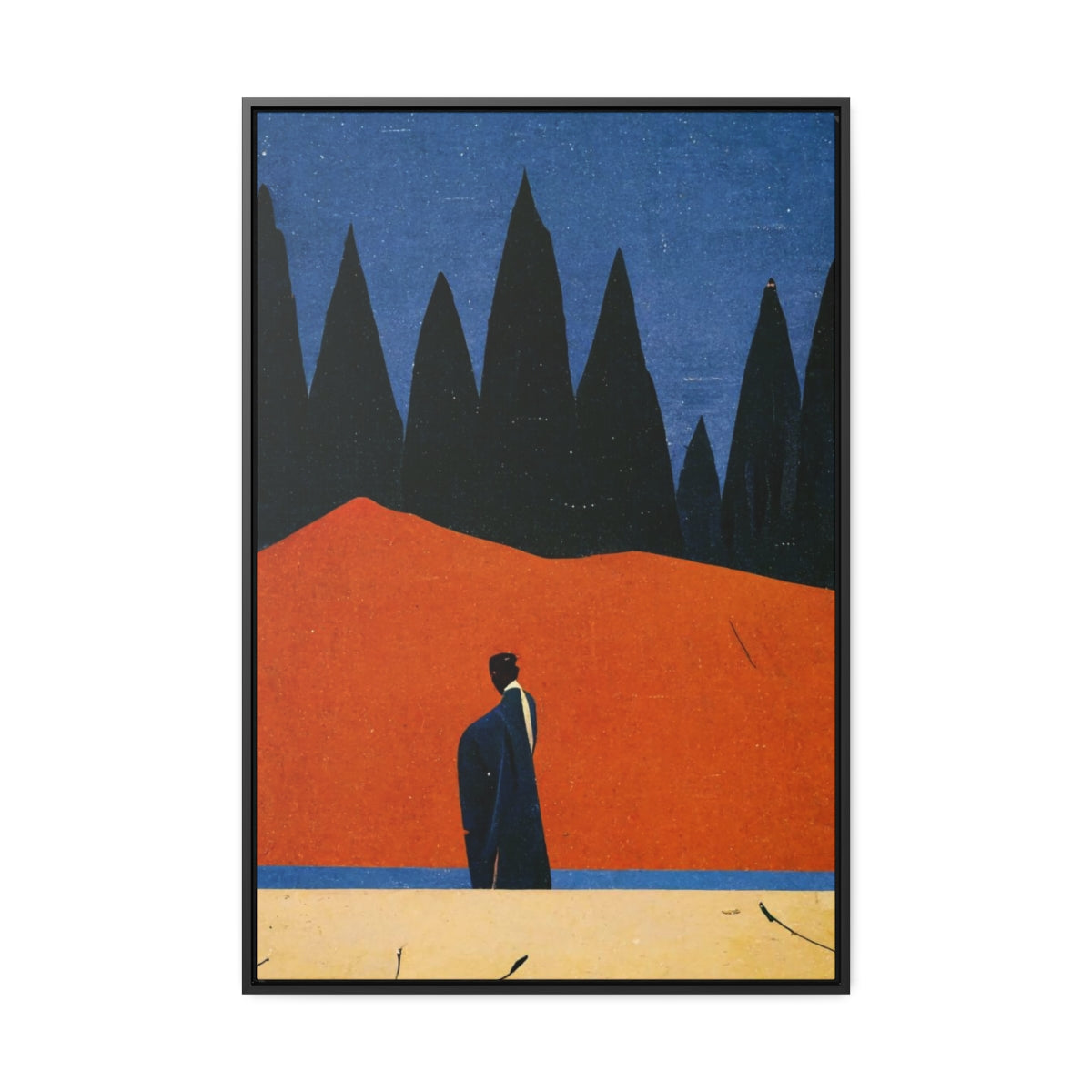 Walking Figure in the Woods Framed Canvas