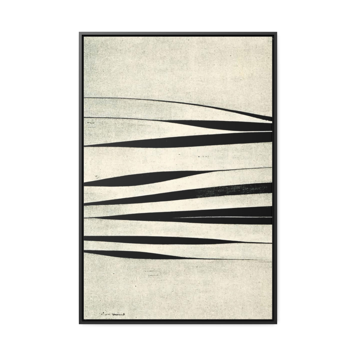 Off-White and Black Stripes Abstract - Framed Canvas