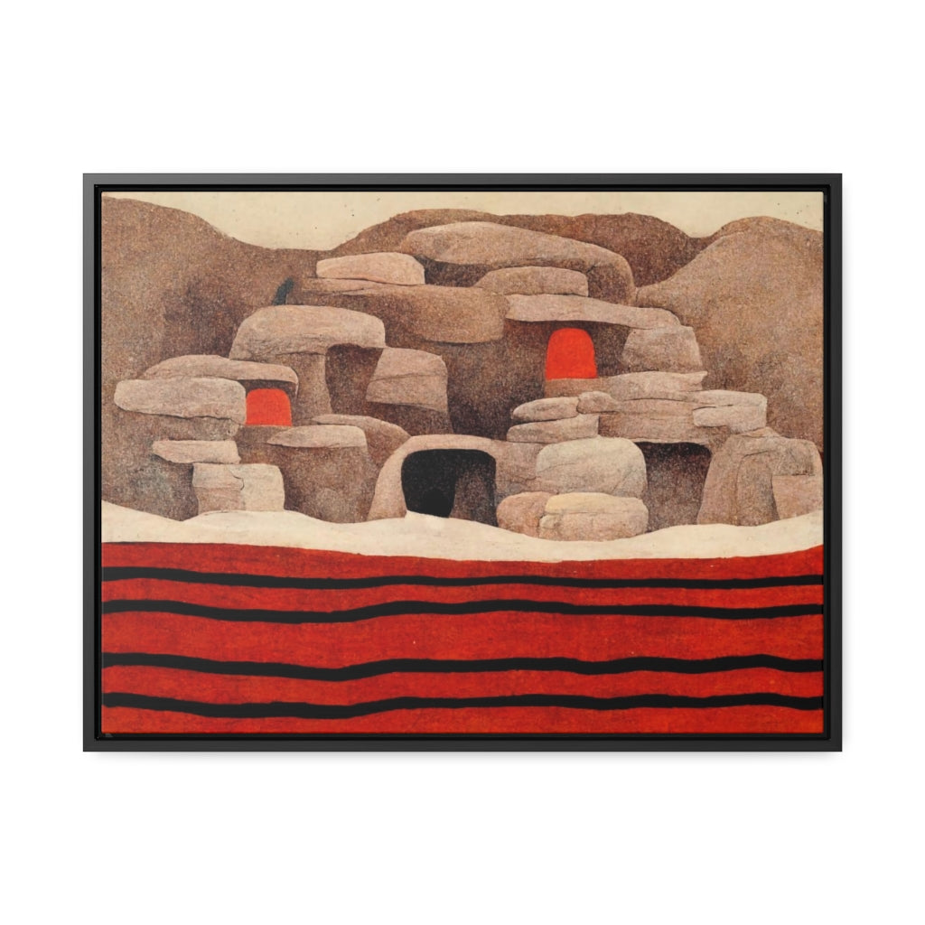 Cliff Dwelling in Red - Framed Canvas