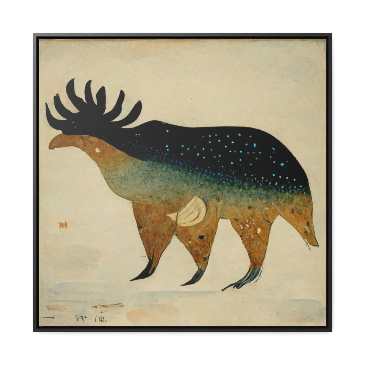 Elk Spirit Square Framed Canvas