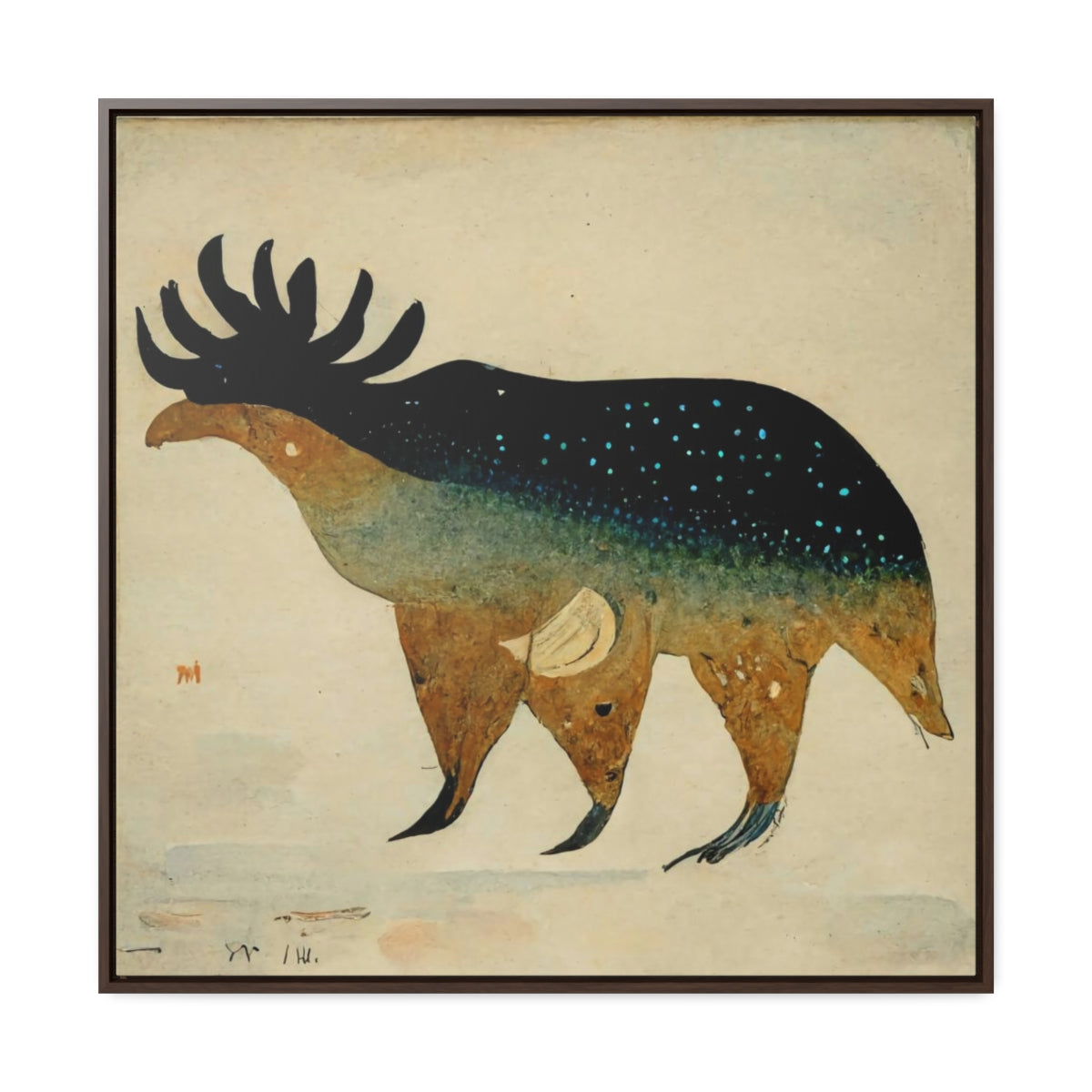 Elk Spirit Square Framed Canvas