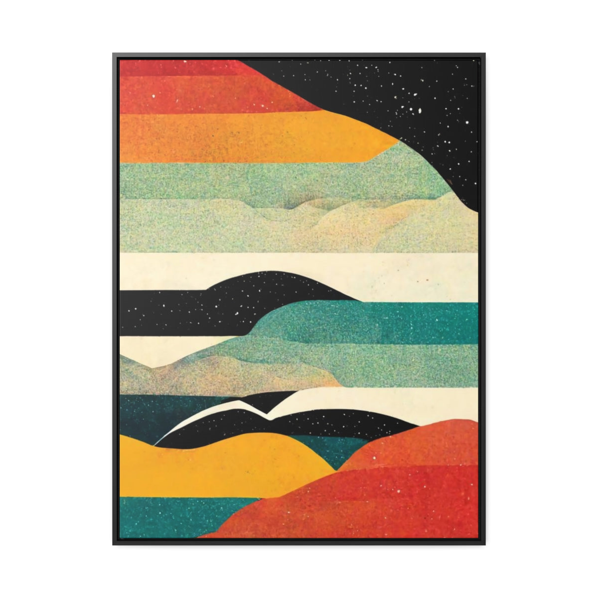 Day, Night, and Clouds from a Plane Abstract Framed Canvas