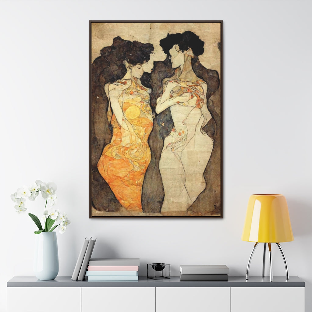 Two Women Relaxing in the Sun Framed Canvas