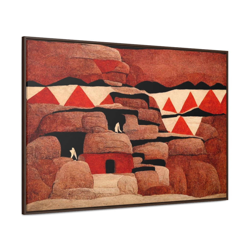 Red Cliff Dwellings and Triangles Framed Canvas