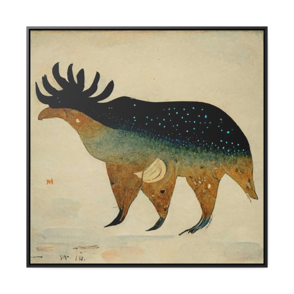 Elk Spirit Square Framed Canvas