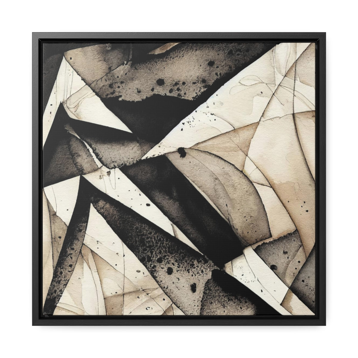Black and Gray Abstract Shatter Framed Canvas