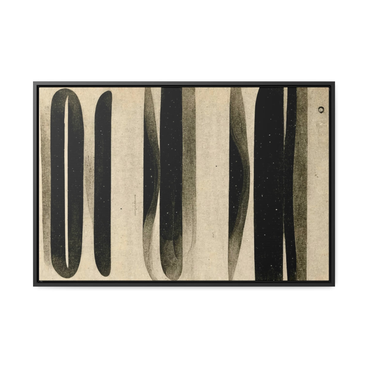 Black and Tan Retro Stripes Framed Canvas