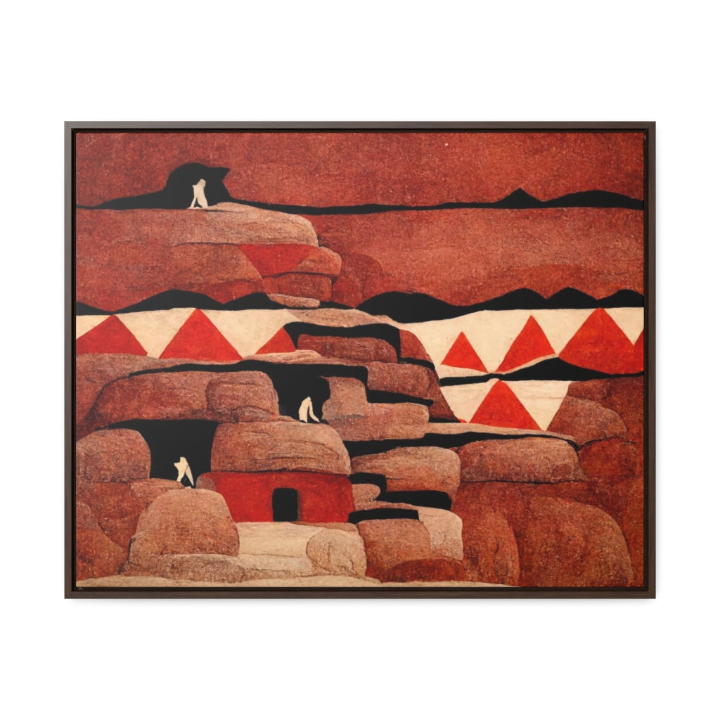 Red Cliff Dwellings and Triangles Framed Canvas