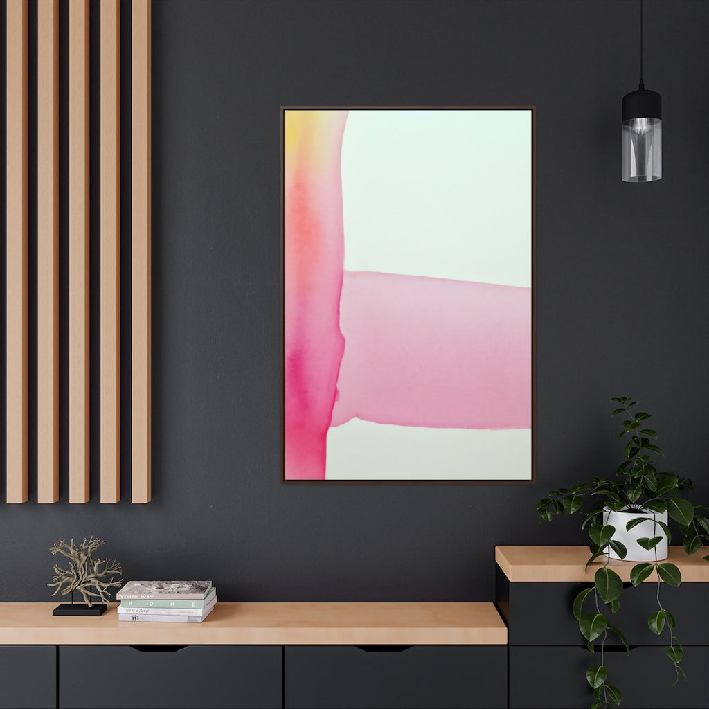 Pastel Pink Watercolor Style Stripes Abstract Framed Canvas