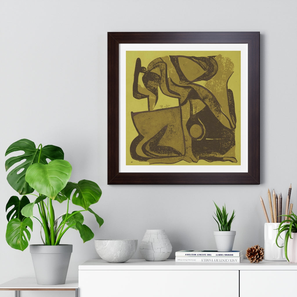 Yellow and Brown Abstract - Framed Art Print