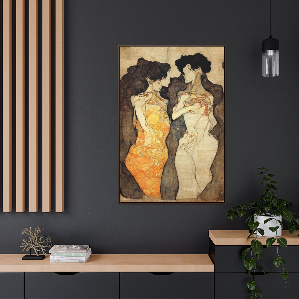 Two Women Relaxing in the Sun Framed Canvas