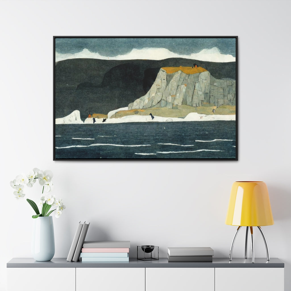 Cliff by the Sea Framed Canvas