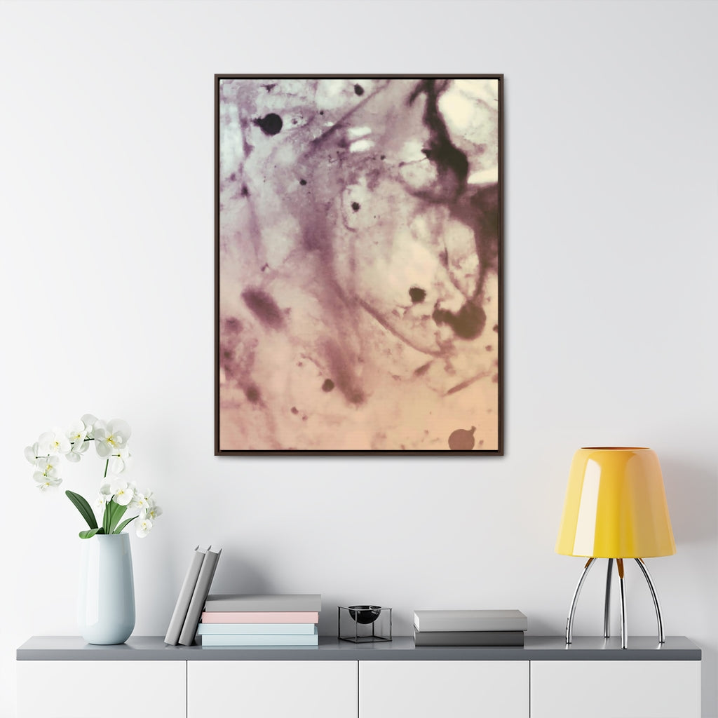 Peach and Purple Splatter Abstract Framed Canvas