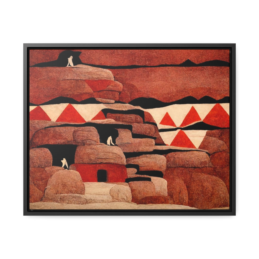 Red Cliff Dwellings and Triangles Framed Canvas
