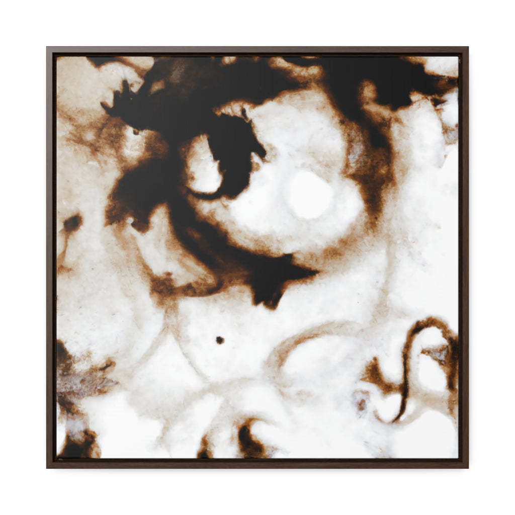 Darkened Bronze Alcohol Ink Abstract Framed Canvas